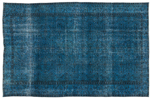 Turquoise  Over Dyed Vintage Rug 5'8'' x 8'7'' ft 172 x 262 cm
