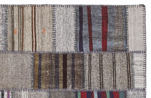 Striped Over Dyed Kilim Patchwork Unique Rug 5'3'' x 7'7'' ft 160 x 230 cm