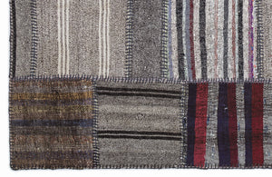 Striped Over Dyed Kilim Patchwork Unique Rug 5'3'' x 7'7'' ft 160 x 230 cm