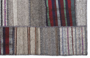 Striped Over Dyed Kilim Patchwork Unique Rug 5'3'' x 7'7'' ft 160 x 230 cm
