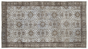 Blue Over Dyed Vintage Rug 5'2'' x 9'4'' ft 158 x 284 cm