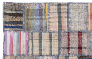 Striped Over Dyed Kilim Patchwork Unique Rug 5'3'' x 7'7'' ft 160 x 230 cm