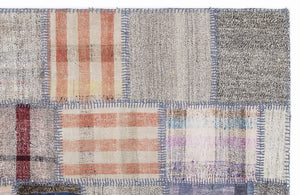 Striped Over Dyed Kilim Patchwork Unique Rug 5'3'' x 7'7'' ft 160 x 230 cm