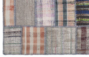 Striped Over Dyed Kilim Patchwork Unique Rug 5'3'' x 7'7'' ft 160 x 230 cm