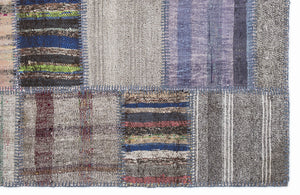 Striped Over Dyed Kilim Patchwork Unique Rug 5'3'' x 7'7'' ft 160 x 230 cm