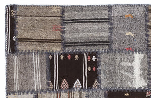 Striped Over Dyed Kilim Patchwork Unique Rug 5'3'' x 7'7'' ft 160 x 230 cm