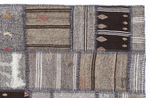 Striped Over Dyed Kilim Patchwork Unique Rug 5'3'' x 7'7'' ft 160 x 230 cm
