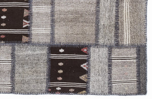 Striped Over Dyed Kilim Patchwork Unique Rug 5'3'' x 7'7'' ft 160 x 230 cm