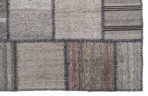 Striped Over Dyed Kilim Patchwork Unique Rug 5'3'' x 7'7'' ft 160 x 230 cm