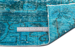 Turquoise  Over Dyed Vintage Rug 5'5'' x 9'1'' ft 164 x 276 cm