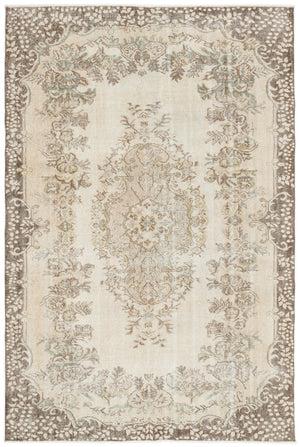Beige Over Dyed Vintage Rug 5'9'' x 8'7'' ft 176 x 262 cm