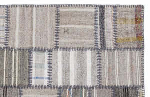 Striped Over Dyed Kilim Patchwork Unique Rug 5'3'' x 7'7'' ft 160 x 230 cm