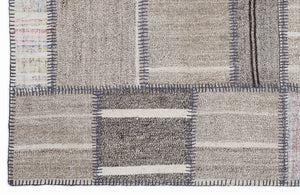 Striped Over Dyed Kilim Patchwork Unique Rug 5'3'' x 7'7'' ft 160 x 230 cm