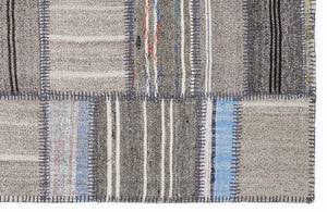 Striped Over Dyed Kilim Patchwork Unique Rug 5'3'' x 7'7'' ft 160 x 230 cm