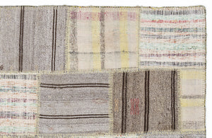 Striped Over Dyed Kilim Patchwork Unique Rug 5'3'' x 7'7'' ft 160 x 230 cm