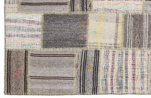 Striped Over Dyed Kilim Patchwork Unique Rug 5'3'' x 7'7'' ft 160 x 230 cm