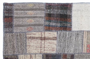 Striped Over Dyed Kilim Patchwork Unique Rug 5'3'' x 7'7'' ft 160 x 230 cm