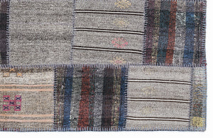 Striped Over Dyed Kilim Patchwork Unique Rug 5'3'' x 7'7'' ft 160 x 230 cm