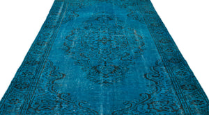 Turquoise Over Dyed Vintage Rug 5'9'' x 10'8'' ft 175 x 326 cm