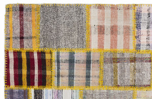 Mixed Over Dyed Kilim Patchwork Unique Rug 5'3'' x 7'7'' ft 160 x 230 cm