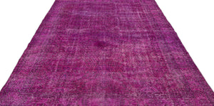 Fuchsia Over Dyed Vintage Rug 6'6'' x 10'6'' ft 198 x 320 cm