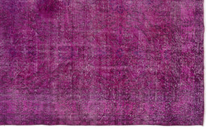 Fuchsia Over Dyed Vintage Rug 6'6'' x 10'6'' ft 198 x 320 cm