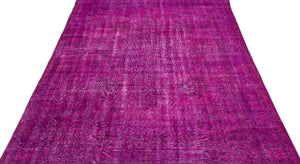 Fuchsia Over Dyed Vintage Rug 5'5'' x 8'12'' ft 164 x 274 cm