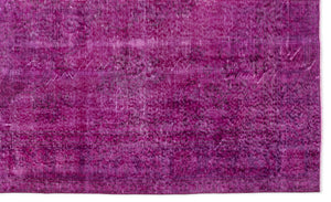 Fuchsia Over Dyed Vintage Rug 5'5'' x 8'12'' ft 164 x 274 cm