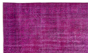 Fuchsia Over Dyed Vintage Rug 5'5'' x 8'12'' ft 164 x 274 cm