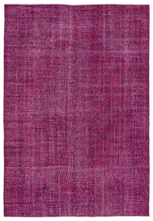 Fuchsia Over Dyed Vintage Rug 6'3'' x 9'2'' ft 190 x 280 cm
