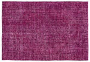Fuchsia Over Dyed Vintage Rug 6'3'' x 9'2'' ft 190 x 280 cm
