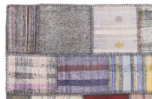 Striped Over Dyed Kilim Patchwork Unique Rug 5'3'' x 7'7'' ft 160 x 230 cm