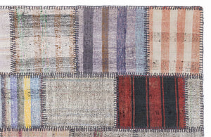 Striped Over Dyed Kilim Patchwork Unique Rug 5'3'' x 7'7'' ft 160 x 230 cm