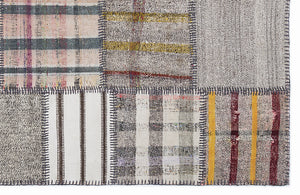 Striped Over Dyed Kilim Patchwork Unique Rug 5'3'' x 7'7'' ft 160 x 230 cm