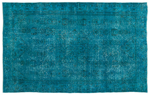 Turquoise Over Dyed Vintage Rug 6'0'' x 9'11'' ft 184 x 301 cm