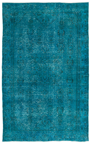 Turquoise Over Dyed Vintage Rug 6'0'' x 9'11'' ft 184 x 301 cm