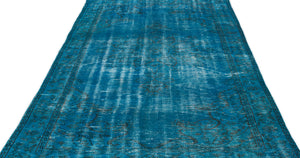 Turquoise Over Dyed Vintage Rug 5'4'' x 8'10'' ft 163 x 269 cm
