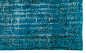 Turquoise Over Dyed Vintage Rug 5'4'' x 8'10'' ft 163 x 269 cm