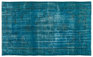 Turquoise Over Dyed Vintage Rug 5'4'' x 8'10'' ft 163 x 269 cm