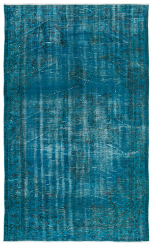 Turquoise Over Dyed Vintage Rug 5'4'' x 8'10'' ft 163 x 269 cm