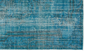 Turquoise Over Dyed Vintage Rug 5'7'' x 9'4'' ft 170 x 285 cm