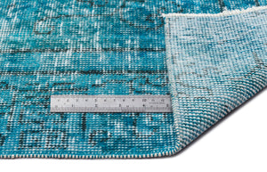 Turquoise  Over Dyed Vintage Rug 5'4'' x 8'12'' ft 162 x 274 cm