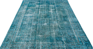 Turquoise  Over Dyed Vintage Rug 5'4'' x 8'12'' ft 162 x 274 cm