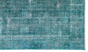 Turquoise  Over Dyed Vintage Rug 5'4'' x 8'12'' ft 162 x 274 cm