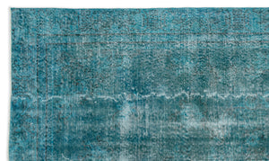 Turquoise  Over Dyed Vintage Rug 5'4'' x 8'12'' ft 162 x 274 cm