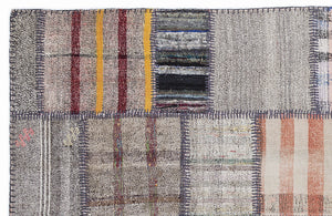 Striped Over Dyed Kilim Patchwork Unique Rug 5'3'' x 7'7'' ft 160 x 230 cm