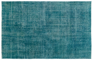 Turquoise Over Dyed Vintage Rug 6'5'' x 10'2'' ft 196 x 310 cm