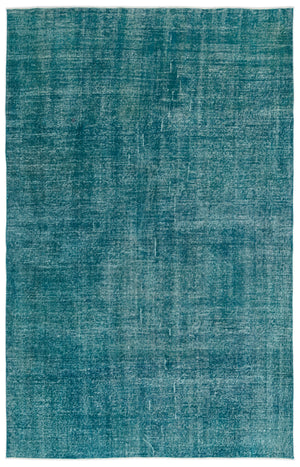 Turquoise Over Dyed Vintage Rug 6'5'' x 10'2'' ft 196 x 310 cm