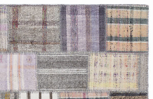 Striped Over Dyed Kilim Patchwork Unique Rug 5'3'' x 7'7'' ft 160 x 230 cm