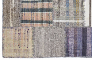 Striped Over Dyed Kilim Patchwork Unique Rug 5'3'' x 7'7'' ft 160 x 230 cm